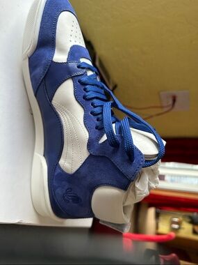 Jimmy Choo Blue and White Suede-Panel Sneakers sz 43